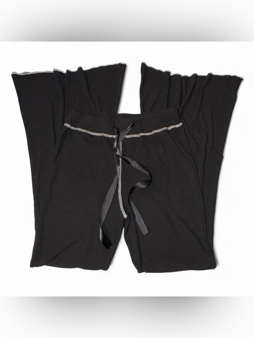 POL Black Ribbed Drawstring Pants